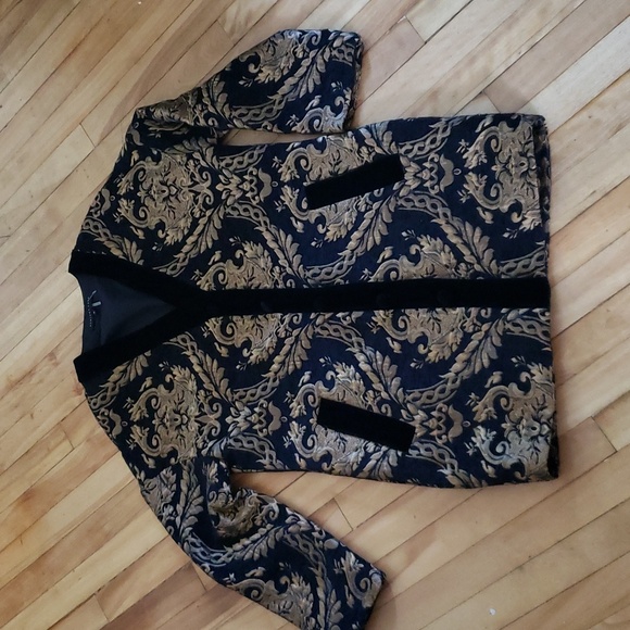 🏷Endless Rose NWOT Barocque & Velvet Button Down Jacket - Black/Gold - M - Picture 17 of 17